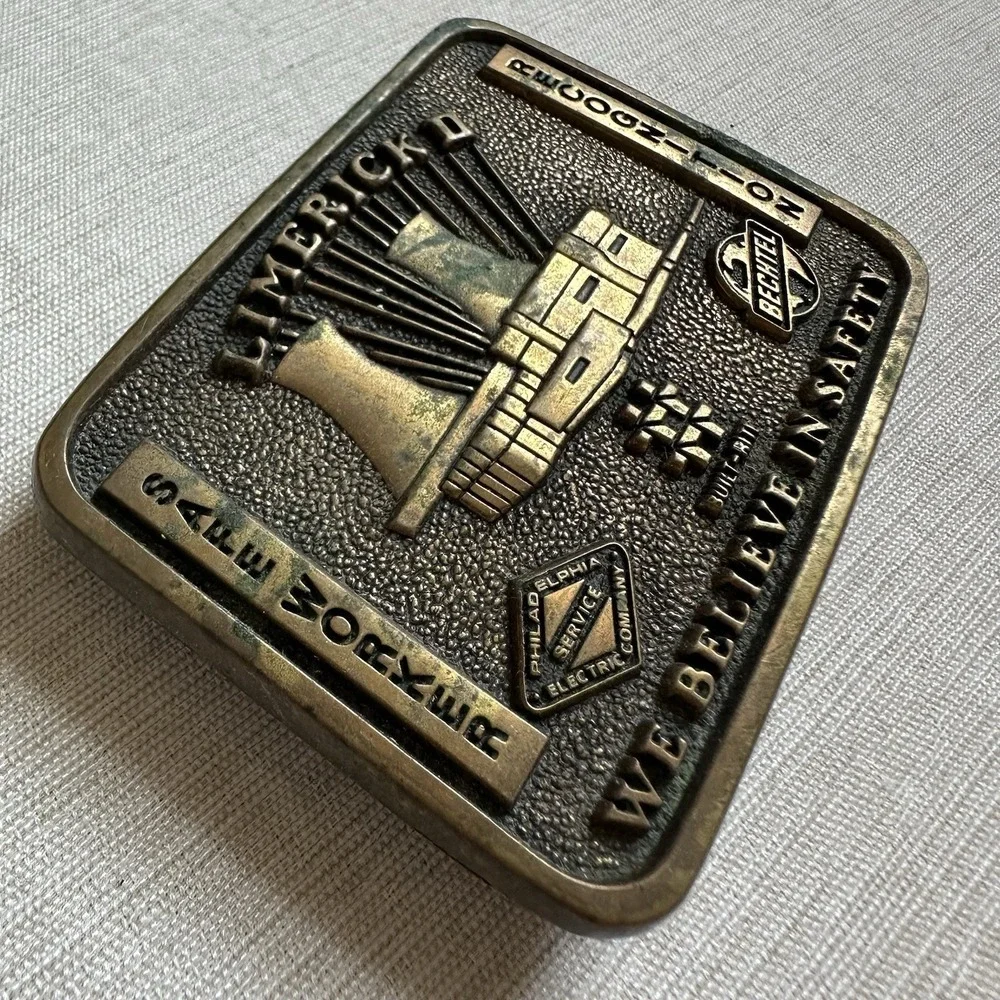 BECHTEL LIMERICK II, We Believe in Safety Solid Brass Belt Buckle BTS 1983